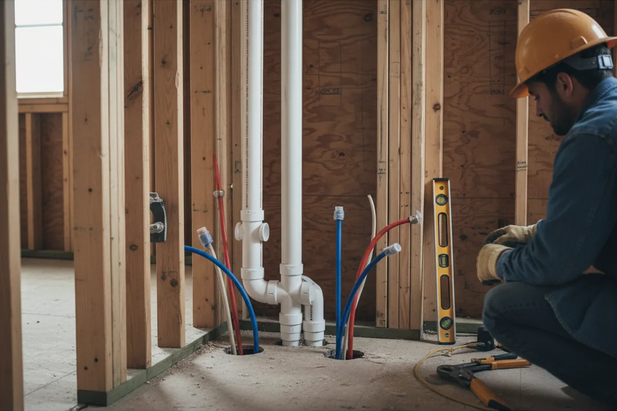 Drain and supply rough-in during Sump Pump Repair in Wentworth